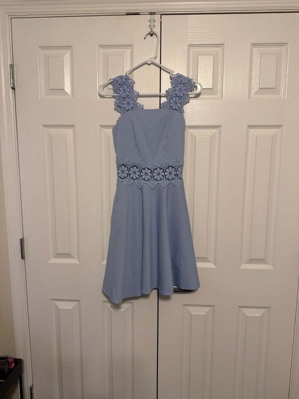 Ted Baker Monaa Lace Trim Fit & Flare Skater Dress in Light Blue